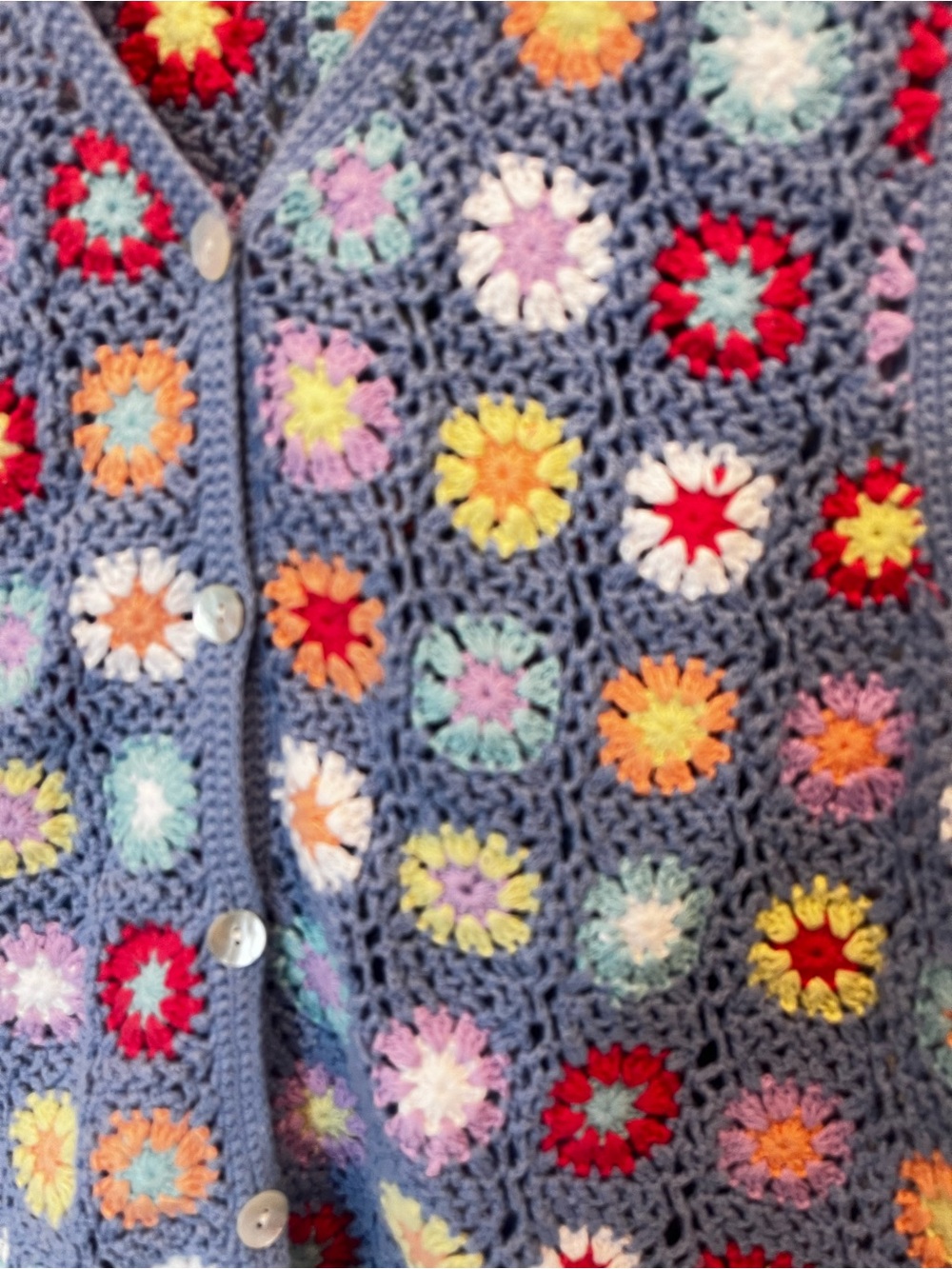 Crochet Multicolor Flower Vest - hand make granny vest - Picture 2 of 7